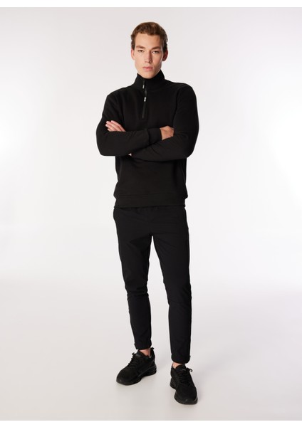 Dik Yaka Düz Siyah Erkek Sweatshırt C4WM-SWT4256 fiyatları