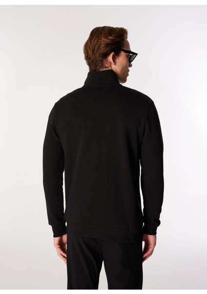 Dik Yaka Düz Siyah Erkek Sweatshırt C4WM-SWT4256 indirimleri