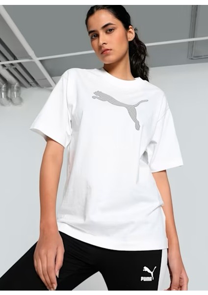 Beyaz Kadın Bisiklet Yaka T-Shirts 68161905 Her Graphic Tee