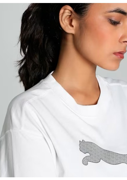 Beyaz Kadın Bisiklet Yaka T-Shirts 68161905 Her Graphic Tee fırsatları