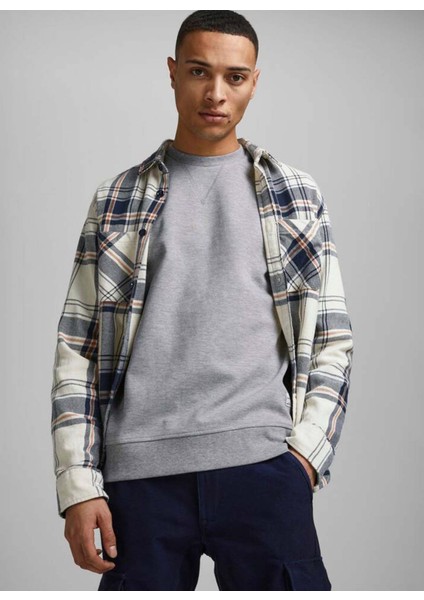 Düz Yaka Gri Erkek Sweatshırt 12181903_JJEBASIC Sweat Crew Neck N modelleri