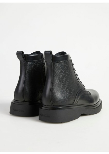 Calvin Klein Deri Siyah Erkek Bot Lace Up Boot W/ Zıp Mono