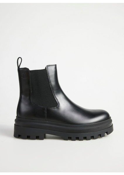 Calvin Klein Deri Siyah Erkek Bot Lugged Chelsea Boot Lth