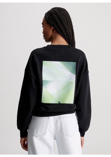 Yuvarlak Yaka Baskılı Siyah Kadın Sweatshırt Instıtutıonal Graphıc Reg Cn modelleri