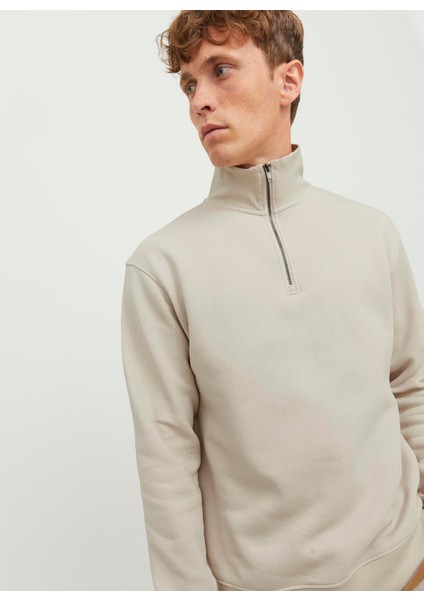 Dik Yaka Ekru Erkek Sweatshırt 12250747_JJEBRADLEY Sweat Half Zıp fiyatları