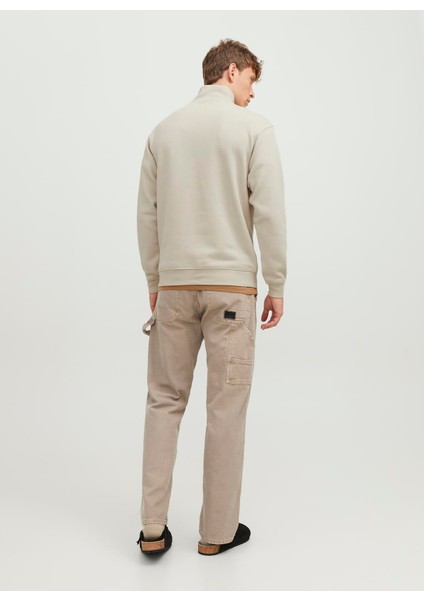 Dik Yaka Ekru Erkek Sweatshırt 12250747_JJEBRADLEY Sweat Half Zıp indirimleri