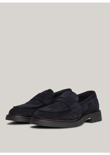 Tommy Hilfiger Süet Lacivert Erkek Loafer Hılfıger Comfort Lwt Sde Loafer