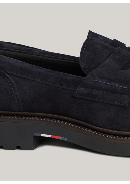 Tommy Hilfiger Süet Lacivert Erkek Loafer Hılfıger Comfort Lwt Sde Loafer