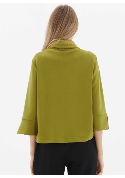 Degaje Yaka Düz Yeşil Kadın Bluz 24KSL8950 modelleri
