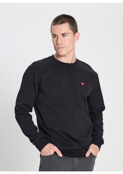 Bisiklet Yaka Siyah Erkek Sweatshırt W242726001 Siyah Logo Sweatshirt fiyatları