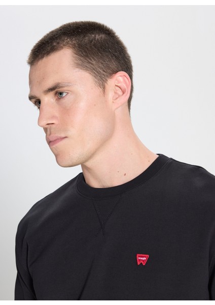 Bisiklet Yaka Siyah Erkek Sweatshırt W242726001 Siyah Logo Sweatshirt modelleri