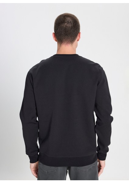 Bisiklet Yaka Siyah Erkek Sweatshırt W242726001 Siyah Logo Sweatshirt indirimleri