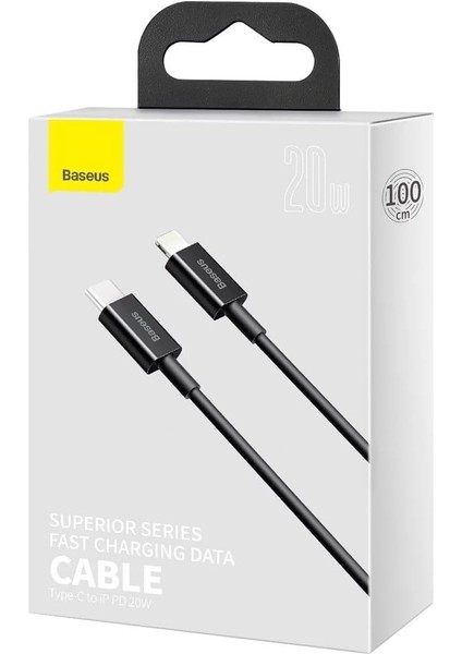 Superior 20W 100 cm Type-C To Lightning Şarj Kablosu Siyah