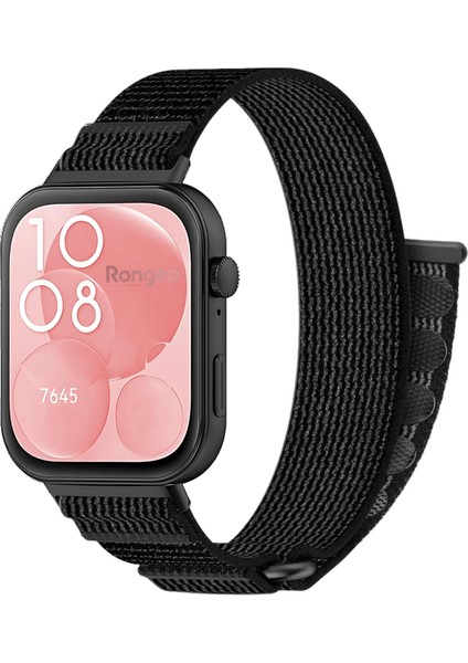 Huawei Watch Fit 3 Ile Uyumlu Spor Loop Trail Kordon Terleme Yapmayan Nefes Alabilir Hafif Yapılı Cırt Cırt Tasarımlı Deformasyona Dayanıklı Rahat Kumaşlı Kayış