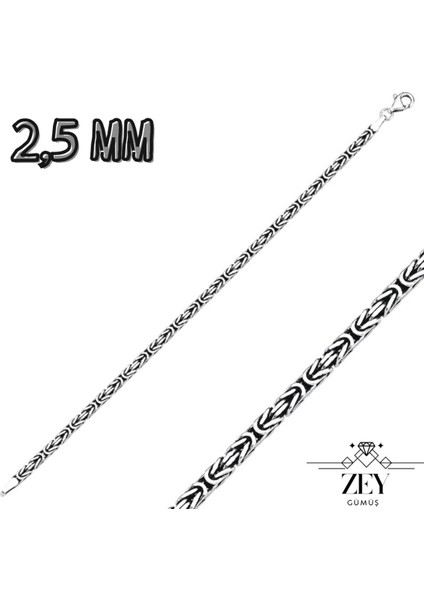 2,5mm Kare Kral 925 Ayar Erkek Zincir Bileklik