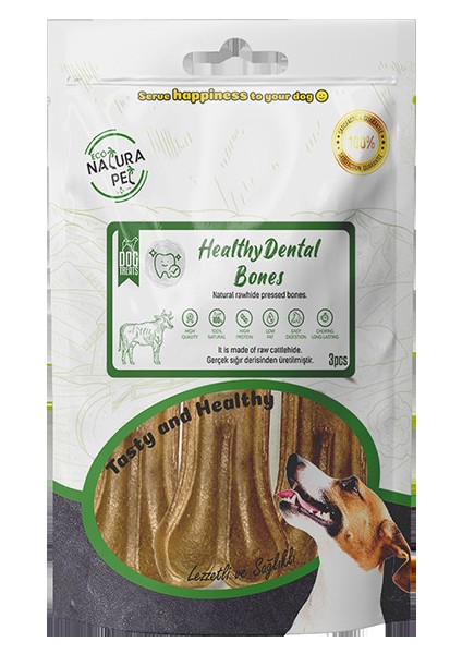 Eco Natura Pet Healty Dental Bones Natural Pres Kemik 13 cm 3lü 180 gr