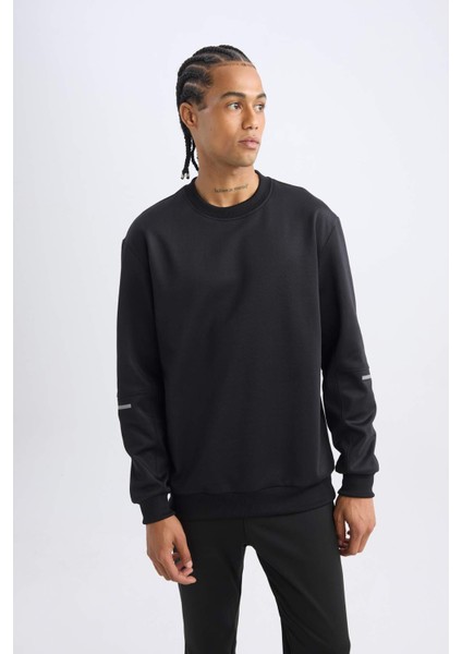 DeFactoFit Standart Fit Bisiklet Yaka Basic Düz Sporcu Sweatshirt E0073AX24WN