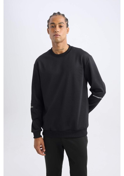 DeFactoFit Standart Fit Bisiklet Yaka Basic Düz Sporcu Sweatshirt E0073AX24WN