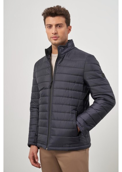 Koyu Lacivert Kapitone Hakim Yaka Düz Yırtmaçsız Tam Astar Slim Fit Classic Mont 1007245155 modelleri