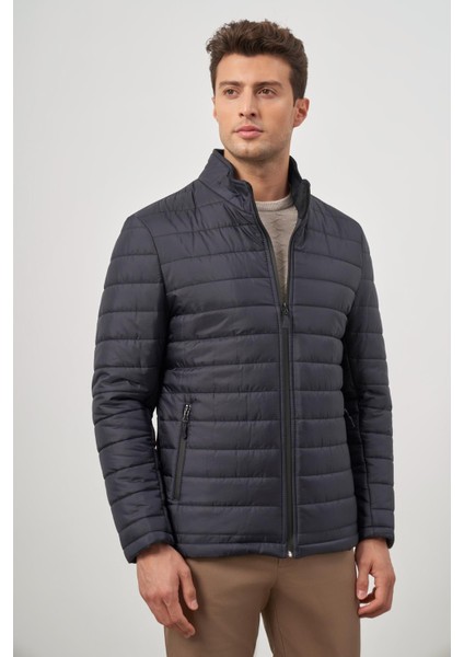 Koyu Lacivert Kapitone Hakim Yaka Düz Yırtmaçsız Tam Astar Slim Fit Classic Mont 1007245155 fırsatları