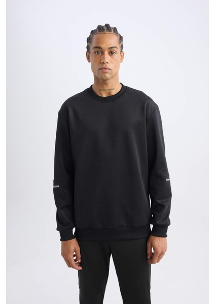 DeFactoFit Standart Fit Bisiklet Yaka Basic Düz Sporcu Sweatshirt E0073AX24WN