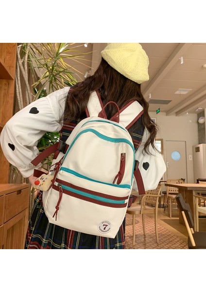 2024 Bahar Yeni Öğrenci Sırt Çantası Okul Çantası Basit Kore Tarzı Sırt Çantası Kadın Seyahat Eğlence Çantası (Yurt Dışından) fırsatları