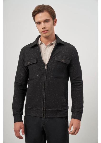 Siyah Örme Bebe Yaka Kendinden Desenli Yırtmaçsız Astarsız Slim Fit Classic Mont 1007245156 fırsatları