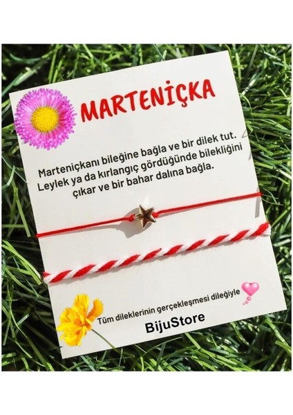 Marteniçka Gold Renk Yıldız Kadın & Erkek Ikili Dilek & Şans Bileklik