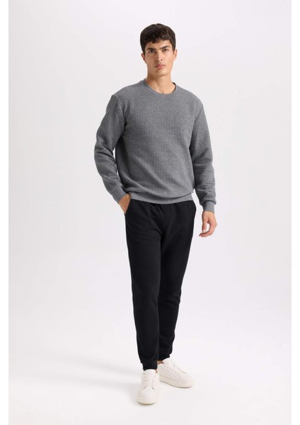 Gri Regular Fit Bisiklet Yaka Jakarlı Sweatshirt D5392AX24AU