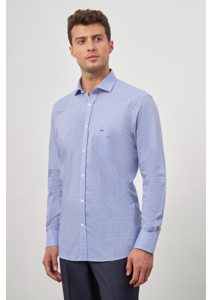 Saks Uzun Kol Kareli Desen Yarım İtalyan Cepli Classic Comfort Fit Gömlek 1004245188 fırsatları