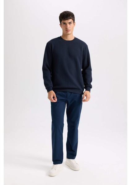 Regular Fit Bisiklet Yaka Jakarlı Sweatshirt D5392AX24AU fiyatları