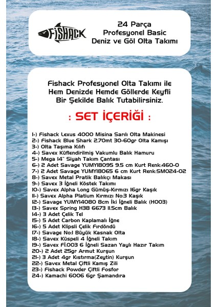 24 Parça Deniz ve Göl Olta Seti - 2.70MT / 30-60GR