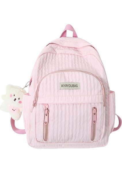 Düz Renkli Harflerle Sevimli ve Taze Öğrenci Sırt Çantası, Basit ve Tatlı Kız Sırt Çantası (Yurt Dışından)