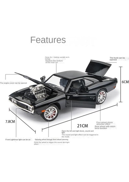 Jianyuan Dodge Charger Alaşım Büyük Araba Modeli Çocuk Koleksiyonu (Yurt Dışından)
