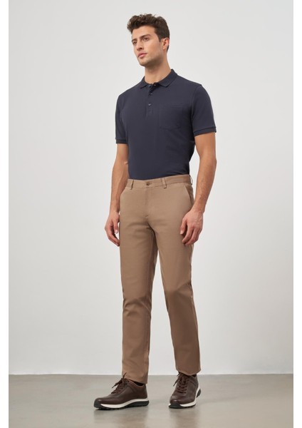 Koyu Bej Pamuklu Yandan Cepli Casual Slim Fit Chino Pantolon 1003245150 fiyatları