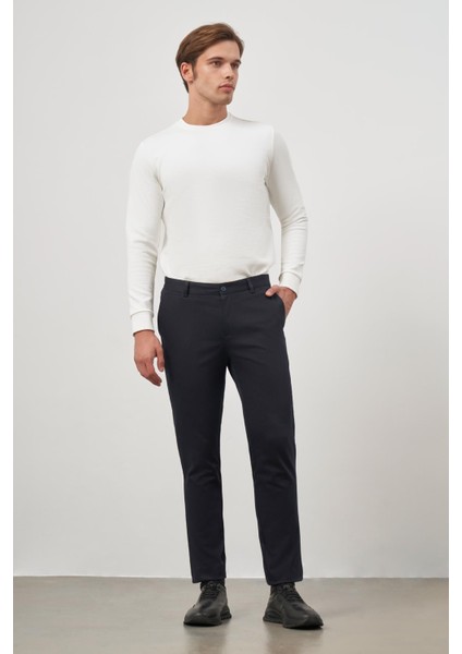 Koyu Lacivert Pamuklu Yandan Cepli Casual Slim Fit Chino Pantolon 1003245150 fiyatları