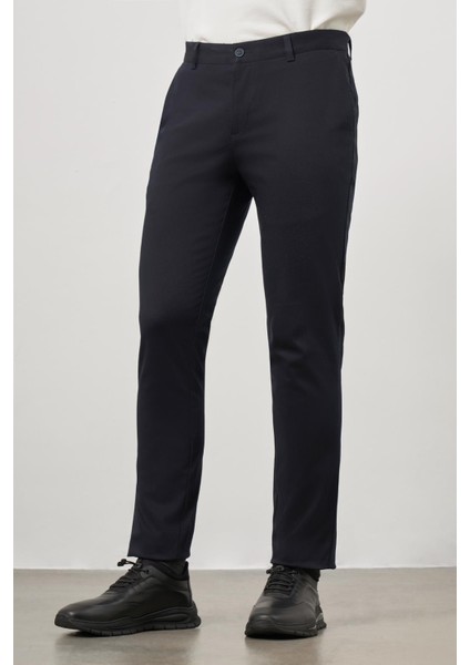 Koyu Lacivert Pamuklu Yandan Cepli Casual Slim Fit Chino Pantolon 1003245150 modelleri