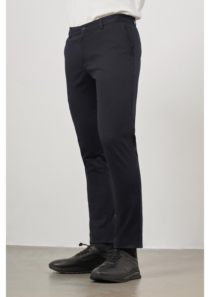 Koyu Lacivert Pamuklu Yandan Cepli Casual Slim Fit Chino Pantolon 1003245150 indirimleri