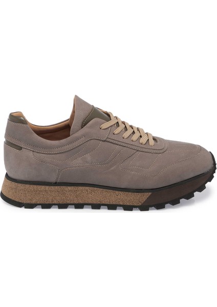 Gri Hakiki Nubuk Deri Erkek Sneaker - E23S1AY56359-A40