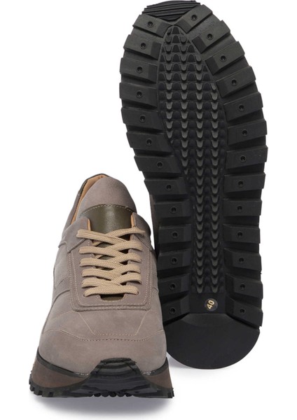Gri Hakiki Nubuk Deri Erkek Sneaker - E23S1AY56359-A40