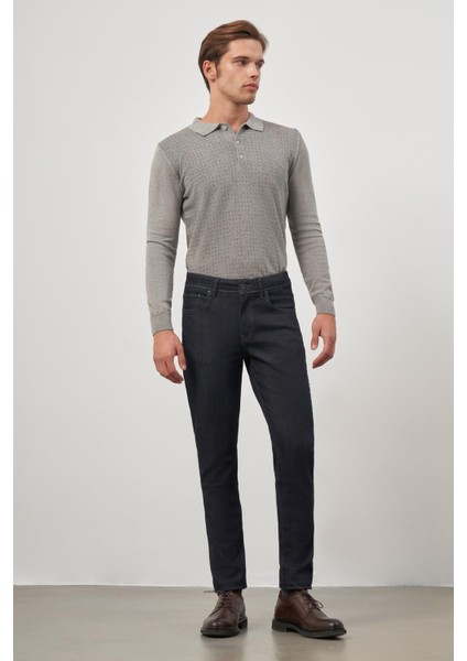 Koyu Lacivert Düz Gabardin Slim Fit Casual Denim Pantolon 1023245152 modelleri