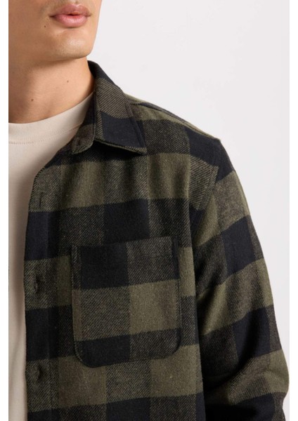 Regular Fit Polo Yaka Kareli Flanel Uzun Kollu Gömlek S1238AZ24AU