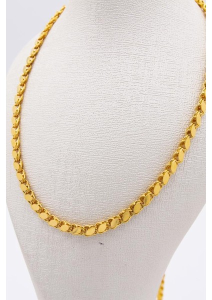 22 Ayar Altın Zincir 3 mm 50 cm Pullu Halep Zincir Kadın Kolye LKZNC1096