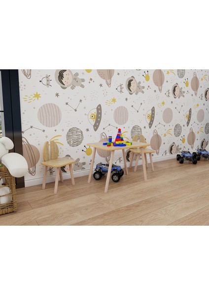 Rabito Çocuk Oyun ve Aktivite Masa Sandalye Takımı-Lefkas Meşe fiyatları