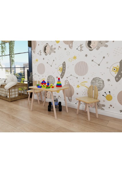 Rabito Çocuk Oyun ve Aktivite Masa Sandalye Takımı-Lefkas Meşe modelleri