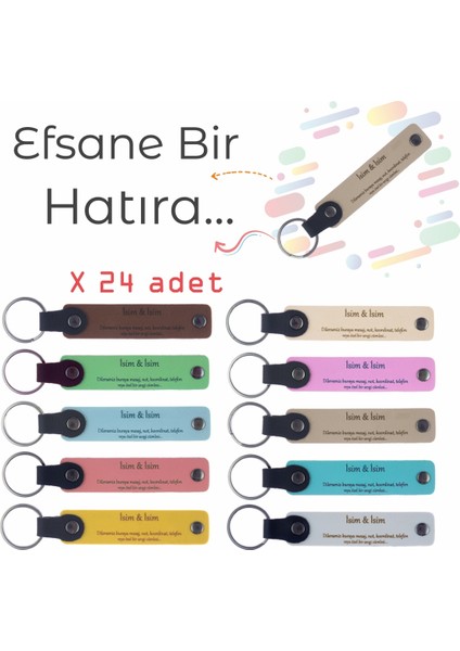 Turnuvalar Için Üzerine Isim ve Özel Mesaj Yazılabilen, 24'lü Hediyelik, Unutulmaz Hatıra Anahtarlık