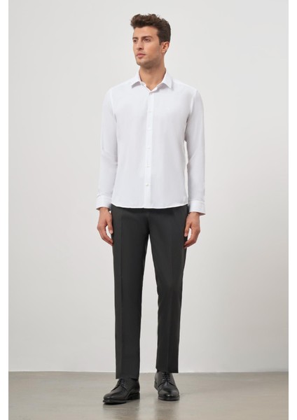 Koyu Mavi Uzun Kol Kendinden Desenli Armürlü 032 Sert Yaka Classic Slim Fit Gömlek 1004245152 fiyatları