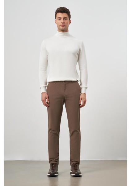 Koyu Vizon Düz Gabardin Slim Fit Casual Pantolon 1003245102