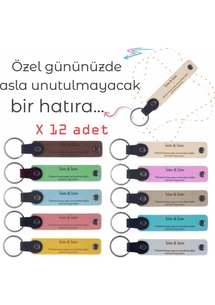 Kurumsal Açılış Kutlaması Için Isme Özel Deri Anahtarlık, 12' Li Set, Unutulmaz ve Değerli Hatıra