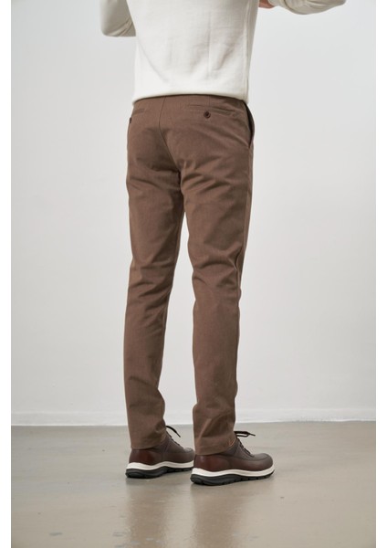 Koyu Vizon Düz Gabardin Slim Fit Casual Pantolon 1003245102